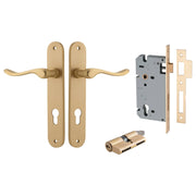 Stirling Lever Oval Backplate Entrance Kit w High Security Lock Brushed Brass