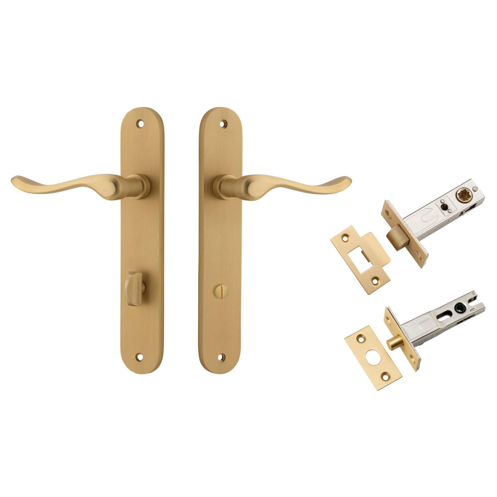 Stirling Lever Oval Backplate Privacy Kit w Privacy Turn Brushed Brass