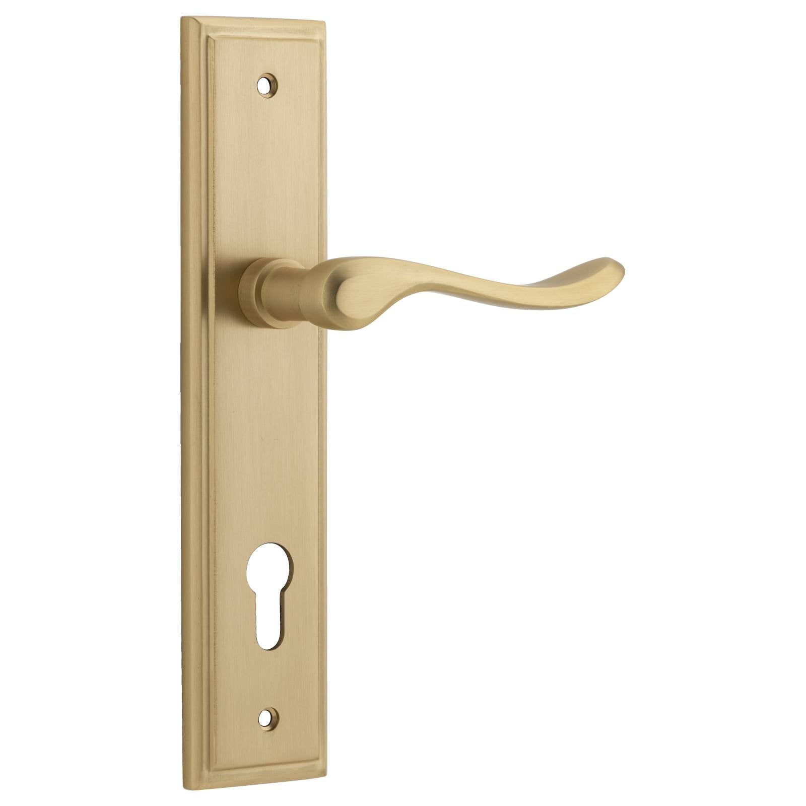 Stirling Lever Stepped Backplate Brushed Brass
