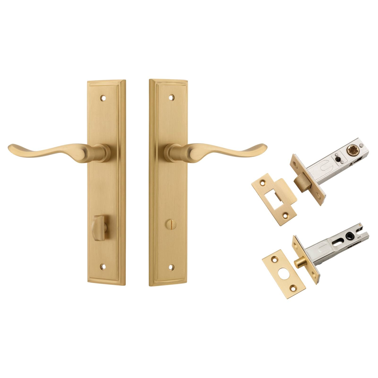 Stirling Lever Stepped Backplate Privacy Kit w Privacy Turn Brushed Brass