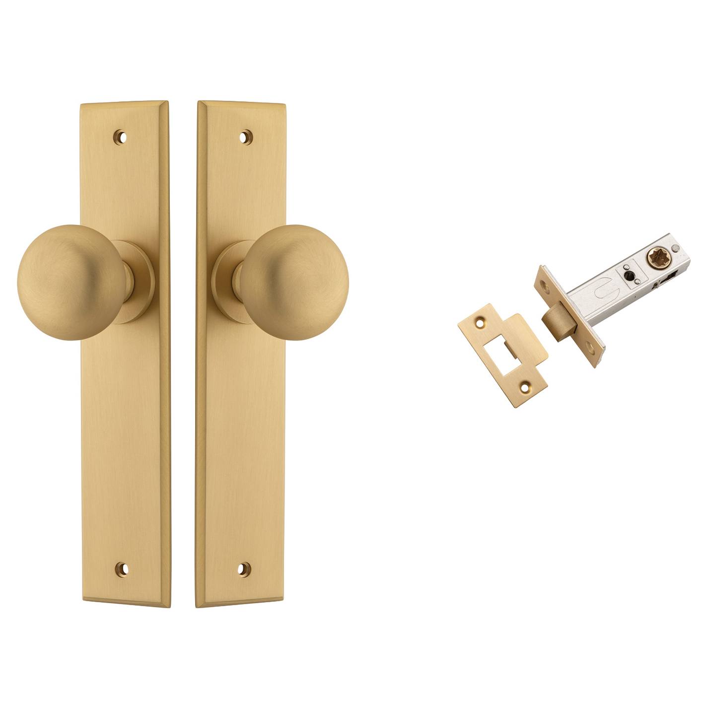 Cambridge Knob Chamfered Backplate Passage Kit Brushed Brass