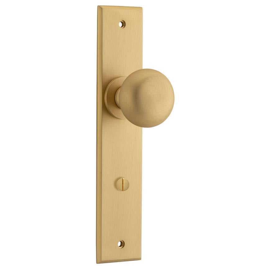 Cambridge Knob Brushed Brass Chamfered Backplate