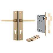 Baltimore Lever Rectangular Backplate Entrance Kit w High Security Lock Brushed Brass