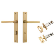 Baltimore Lever Rectangular Backplate Privacy Kit w Privacy Turn Brushed Brass
