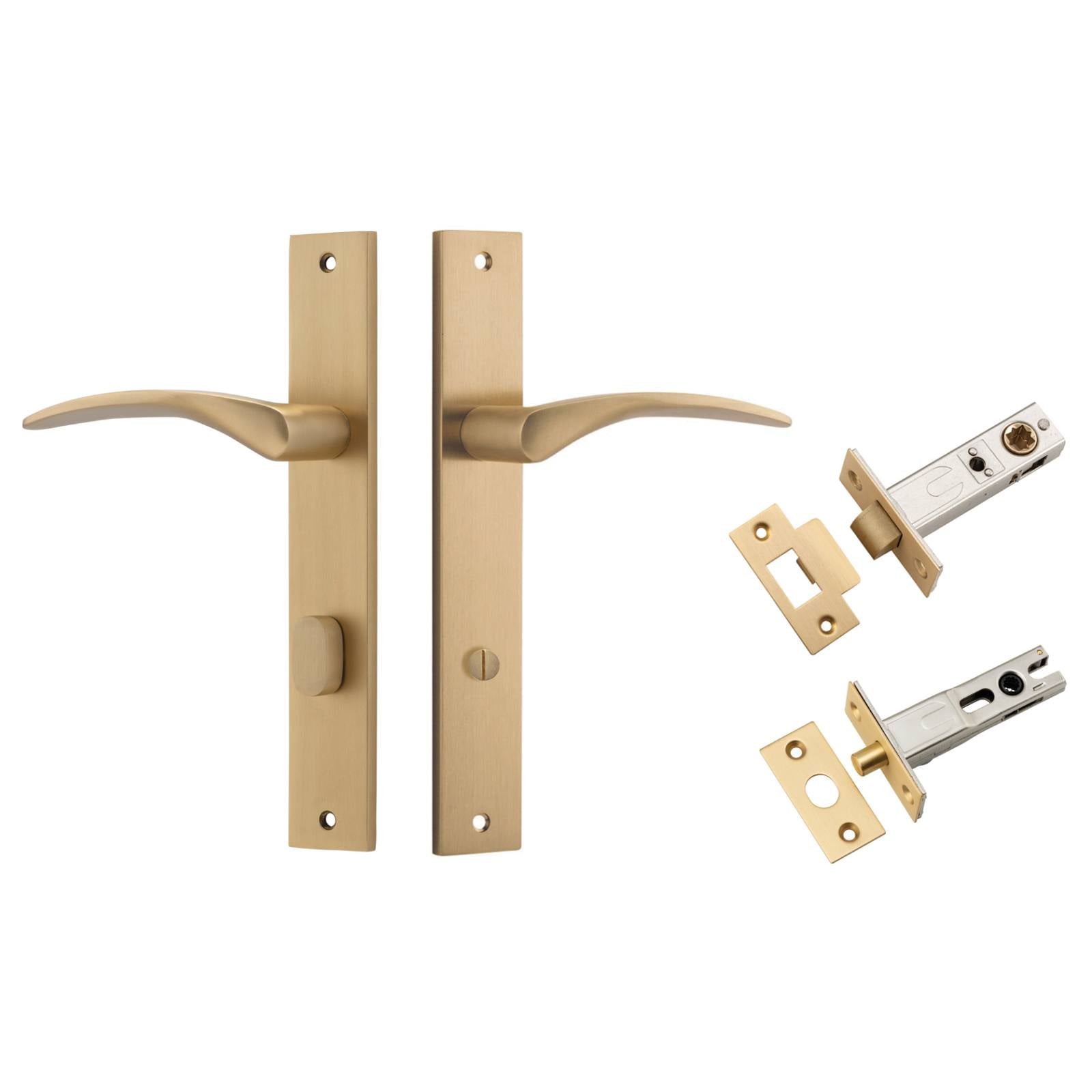 Oxford Lever Rectangular Backplate Privacy Kit with Privacy Turn Brushed Brass