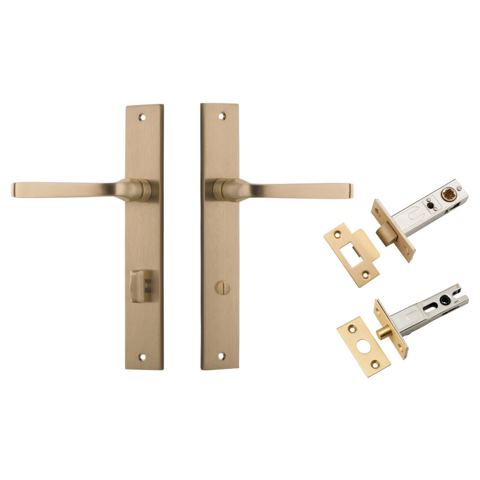 Annecy Lever Rectangular Backplate Privacy Kit w Privacy Turn Brushed Brass