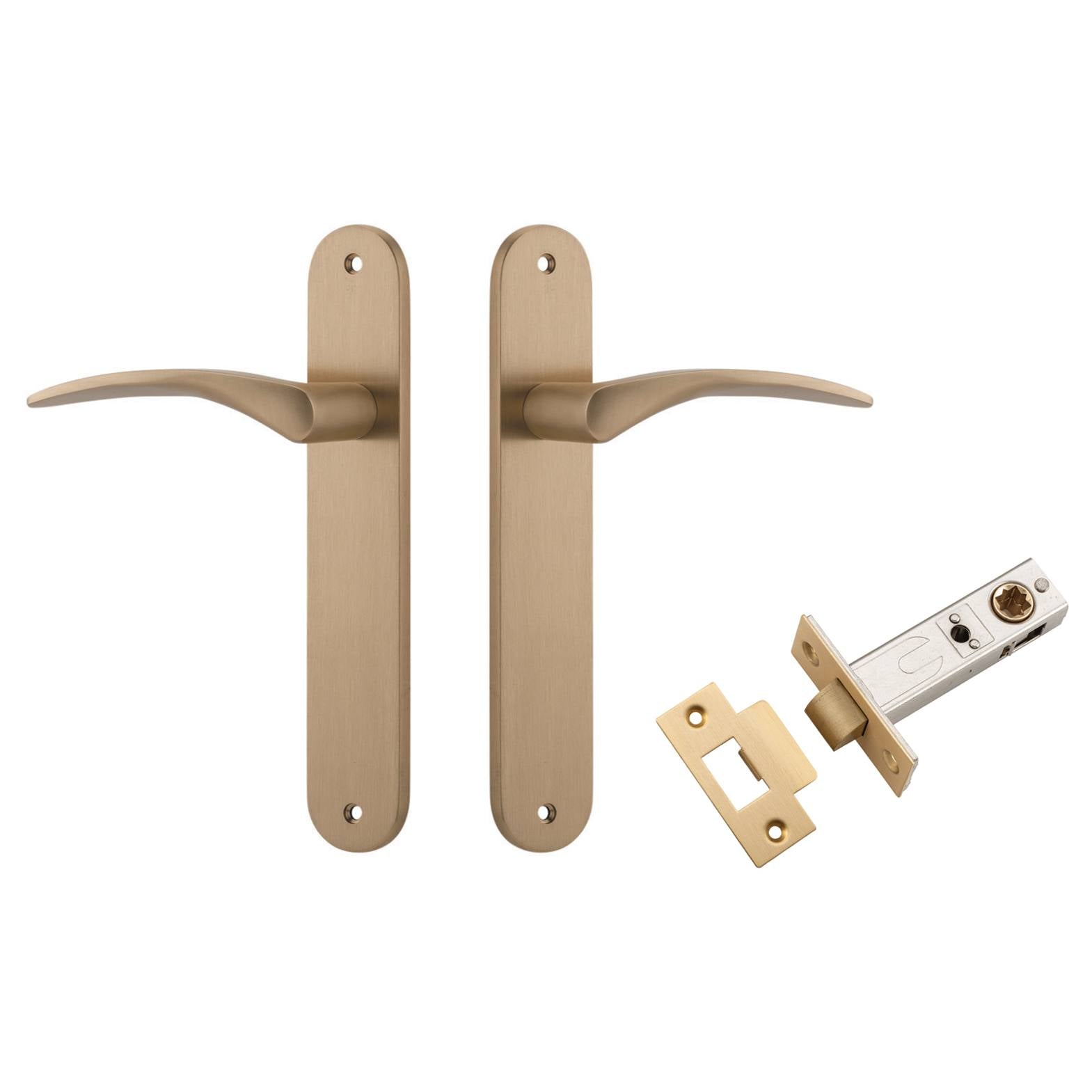Oxford Lever Oval Backplate Passage Kit Brushed Brass