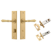 Sarlat Lever Chamfered Backplate Privacy Kit w Privacy Turn Brushed Brass