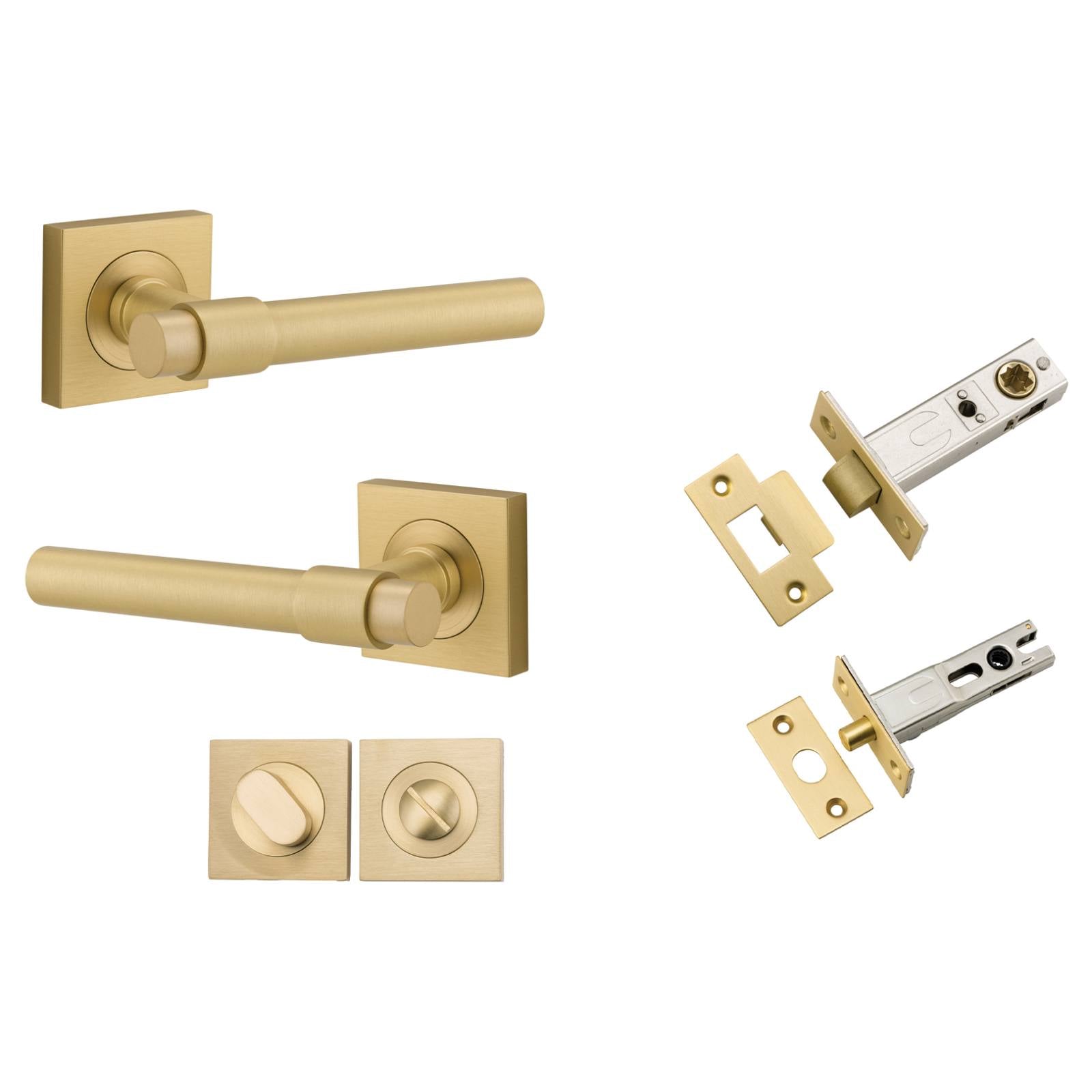 Helsinki Lever Square Rose Privacy Kit w Separate Privacy Turn Brushed Gold PVD