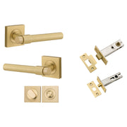 Helsinki Lever Square Rose Privacy Kit w Separate Privacy Turn Brushed Gold PVD