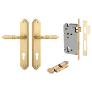 Sarlat Lever Shouldered Backplate Entrance Kit w High Security Lock Brushed Gold PVD