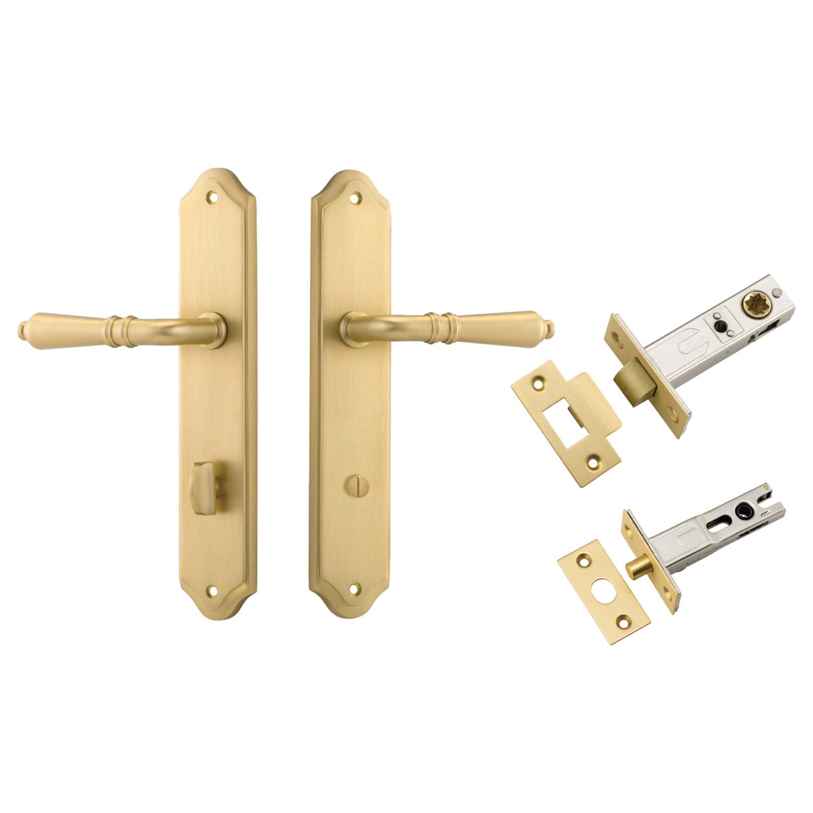 Sarlat Lever Shouldered Backplate Privacy Kit w Privacy Turn Brushed Gold PVD