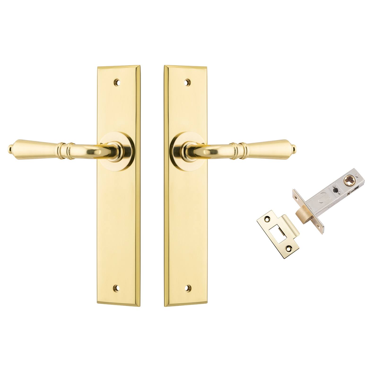 Sarlat Lever Chamfered Backplate Passage Kit Brushed Gold PVD