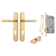 Sarlat Lever Oval Backplate Entrance Kit w High Security Lock Brushed Gold PVD
