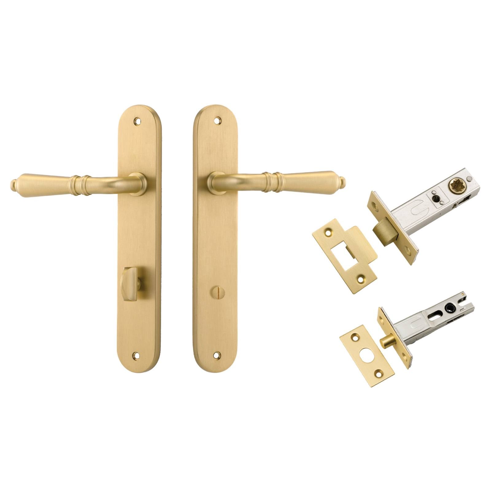 Sarlat Lever Oval Backplate Privacy Kit w Privacy Turn Brushed Gold PVD