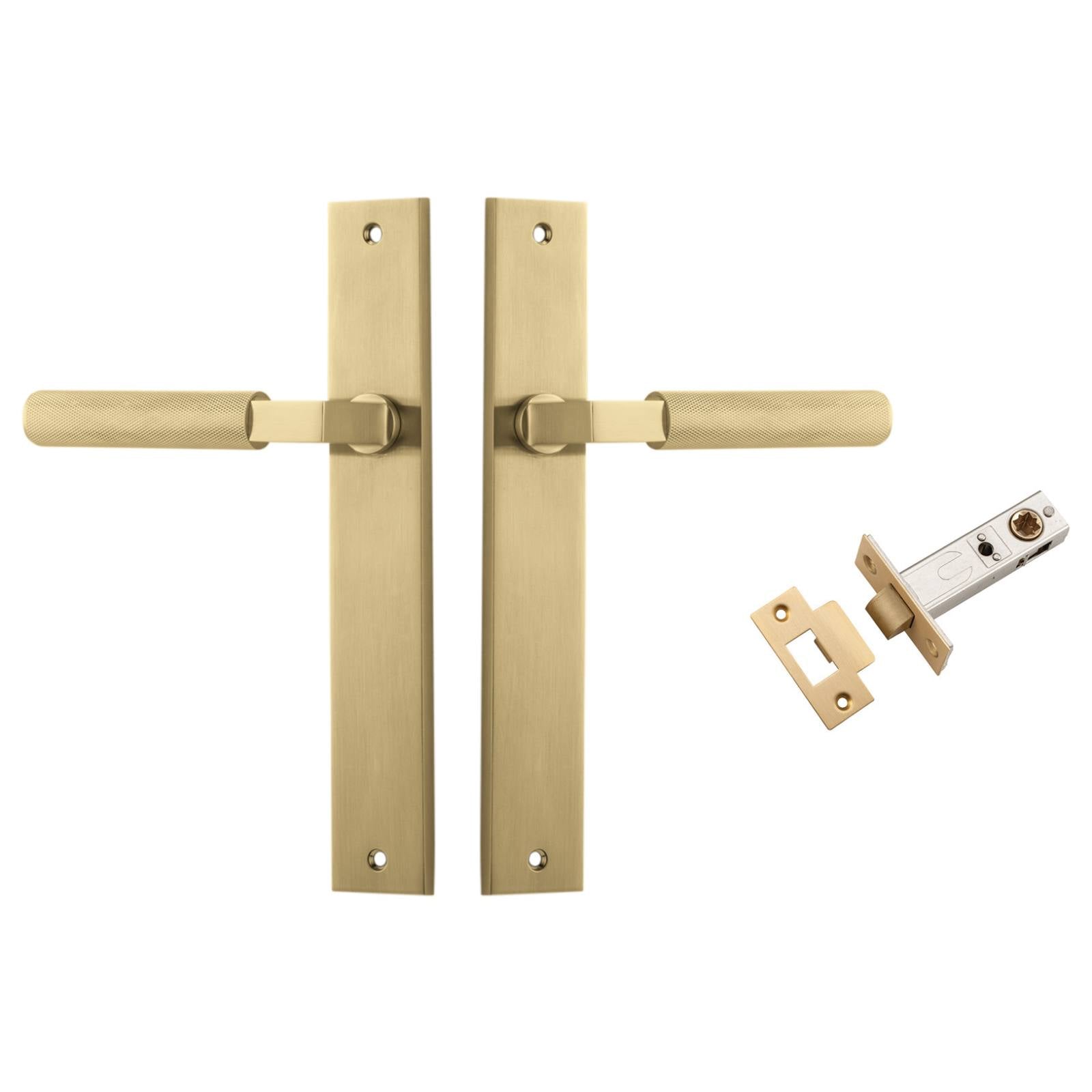 Brunswick Lever Rectangular Backplate Passage Kit Brushed Gold PVD