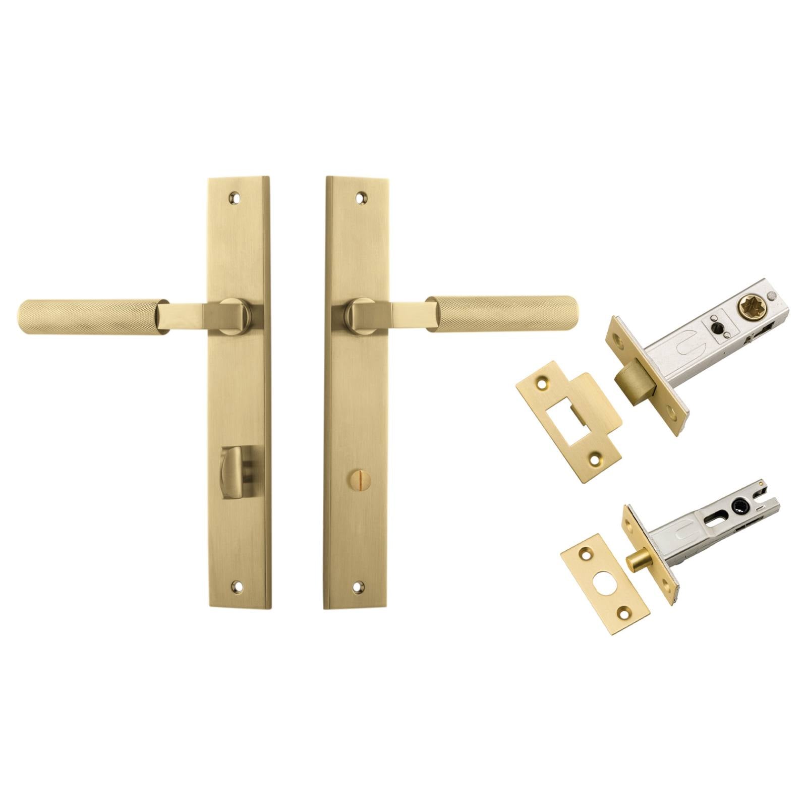 Brunswick Lever Rectangular Backplate Privacy Kit Brushed Gold PVD