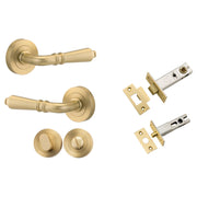 Sarlat Lever Round Rose w Separate Privacy Turn Brushed Gold PVD