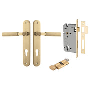 Brunswick Lever Oval Backplate Entrance Kit w High Security Lock Brushed Gold PVD