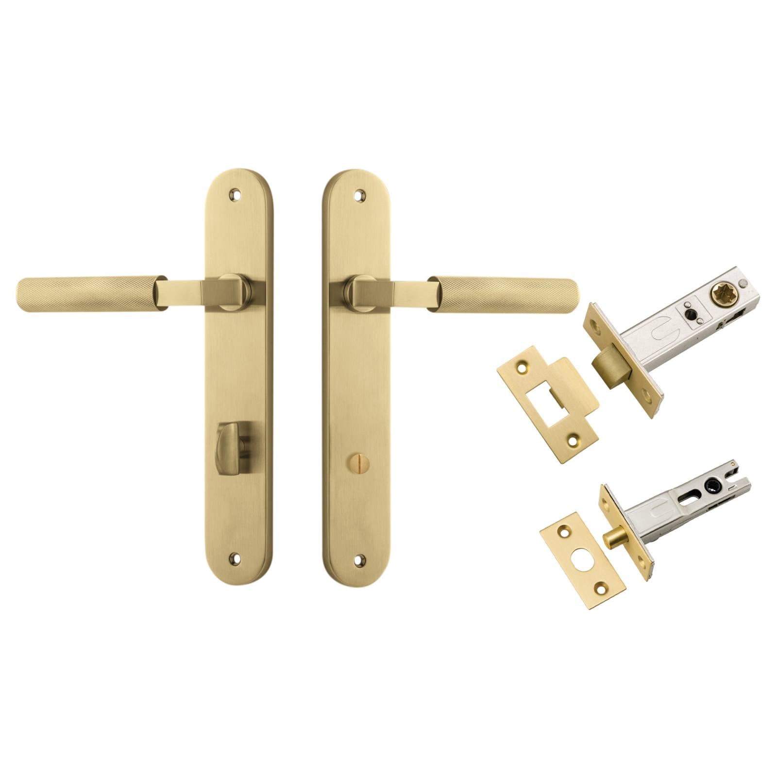 Brunswick Lever Oval Backplate Privacy Kit Brushed Gold PVD
