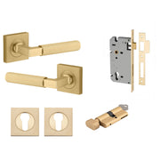 Brunswick Lever Square Rose Entrance Kit w High Security Lock Brushed Gold PVD