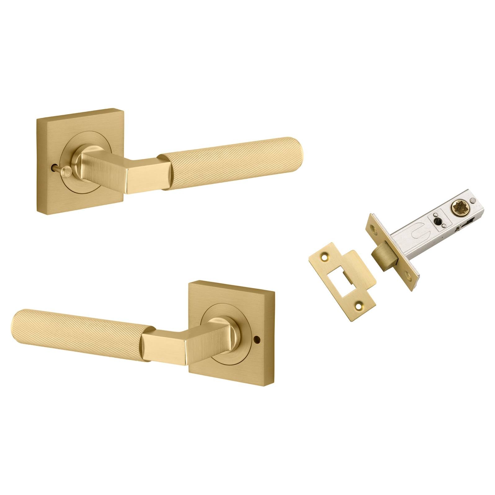Brunswick Lever Square Rose Privacy Kit (Inbuilt Privacy) Brushed Gold PVD