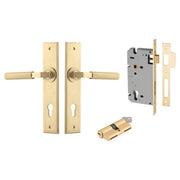 Brunswick Lever Chamfered Backplate Entrance Kit w High Security Lock Brushed Gold PVD