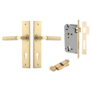 Brunswick Lever Chamfered Backplate Entrance Kit w High Security Lock Brushed Gold PVD