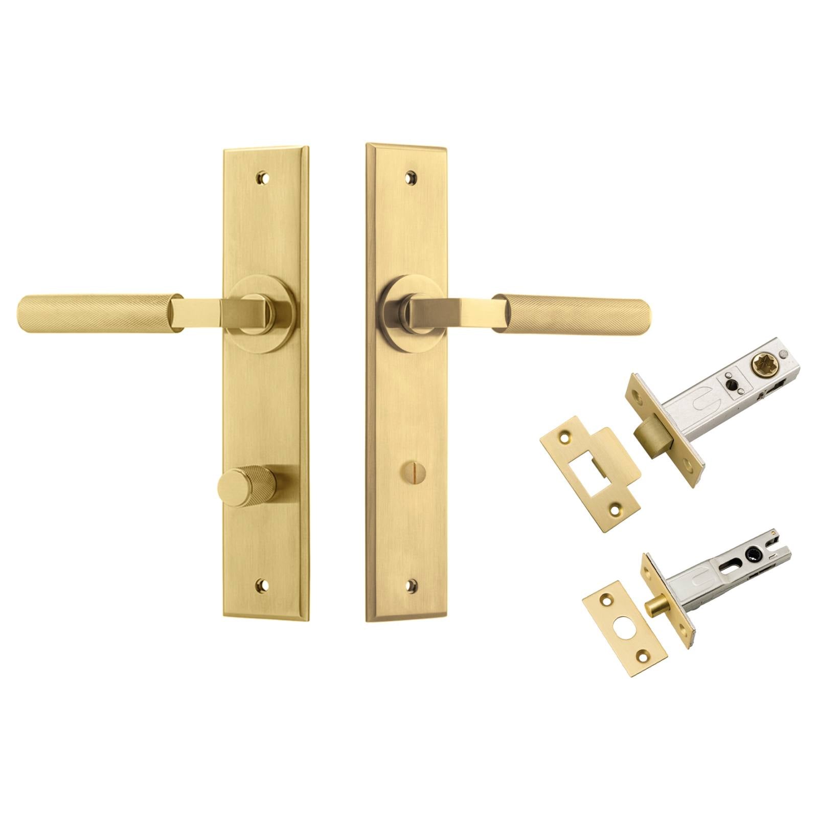 Brunswick Lever Chamfered Backplate Privacy Kit Brushed Gold PVD