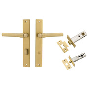 Helsinki Lever Rectangular Backplate Privacy Kit w Privacy Turn Brushed Gold PVD