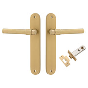 Helsinki Lever Oval Backplate Passage Kit Brushed Gold PVD