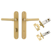 Helsinki Lever Oval Backplate Privacy Kit w Privacy Turn Brushed Gold PVD