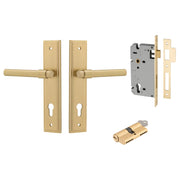 Helsinki Lever Stepped Backplate Entrance Kit w High Security Lock Brushed Gold PVD