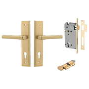 Helsinki Lever Stepped Backplate Entrance Kit w High Security Lock Brushed Gold PVD