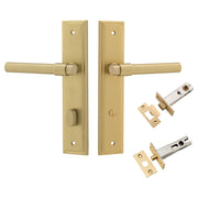 Helsinki Lever Stepped Backplate Privacy Kit w Privacy Turn Brushed Gold PVD