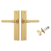 Helsinki Lever Chamfered Backplate Passage Kit Brushed Gold PVD