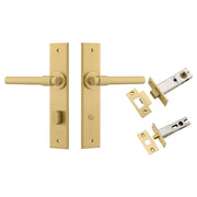 Helsinki Lever Chamfered Backplate Privacy Kit w Privacy Turn Brushed Gold PVD