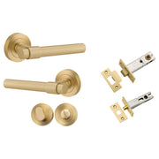 Helsinki Lever Round Rose Privacy Kit w Separate Privacy Turn Brushed Gold PVD