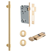 Helsinki Pull Handle 450mm Entrance Kit w Separate High Security Lock Brushed Gold PVD