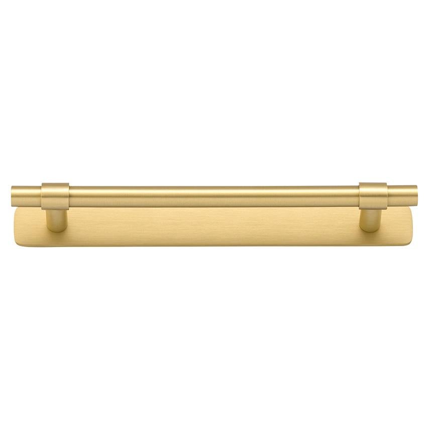 Helsinki Cabinet Pull w BackplateCTC160mm Brushed Gold PVD