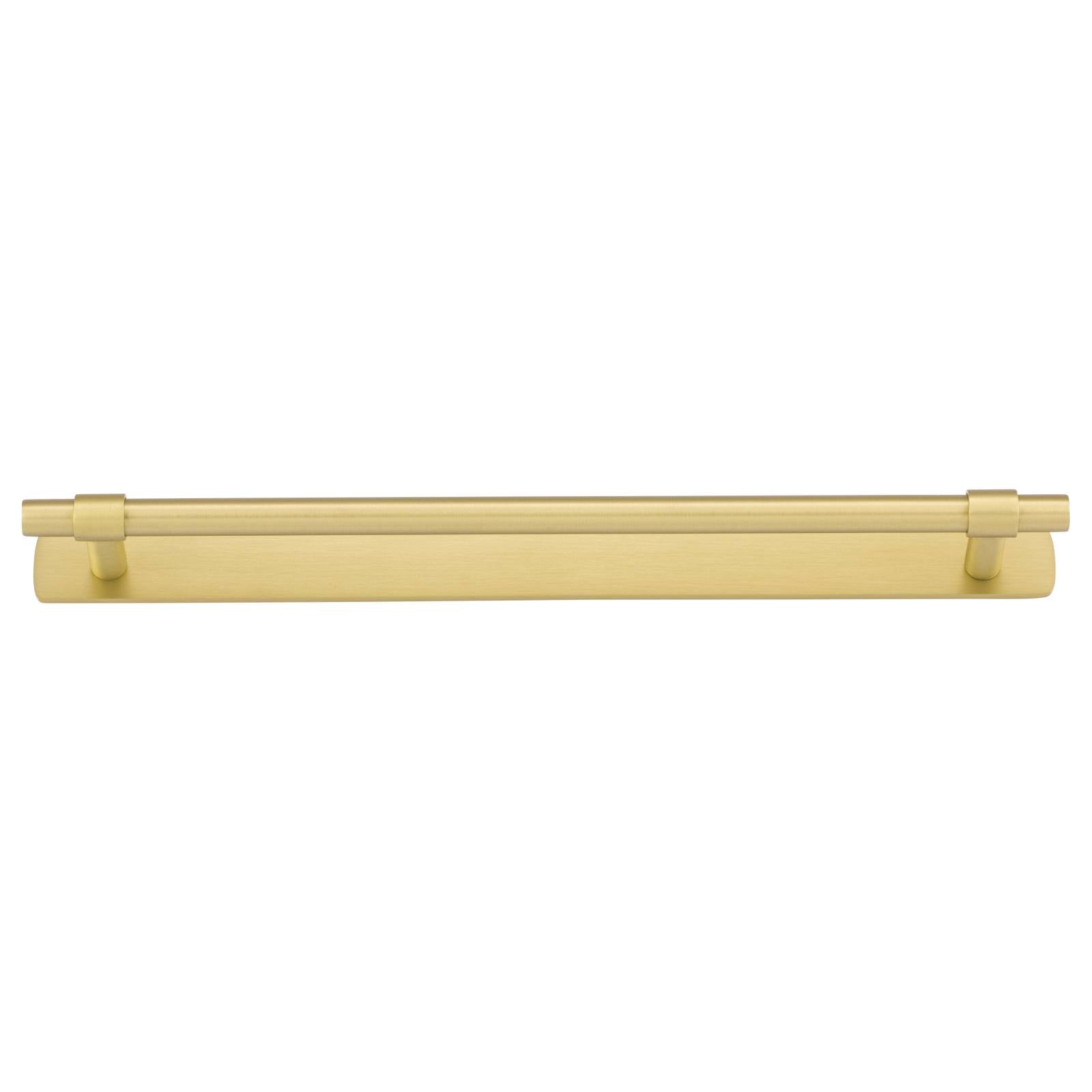 Helsinki Cabinet Pull w BackplateCTC256mm Brushed Gold PVD