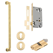 Brunswick Pull Handle 450mm Entrance Kit w Separate High Security Lock Brushed Gold PVD