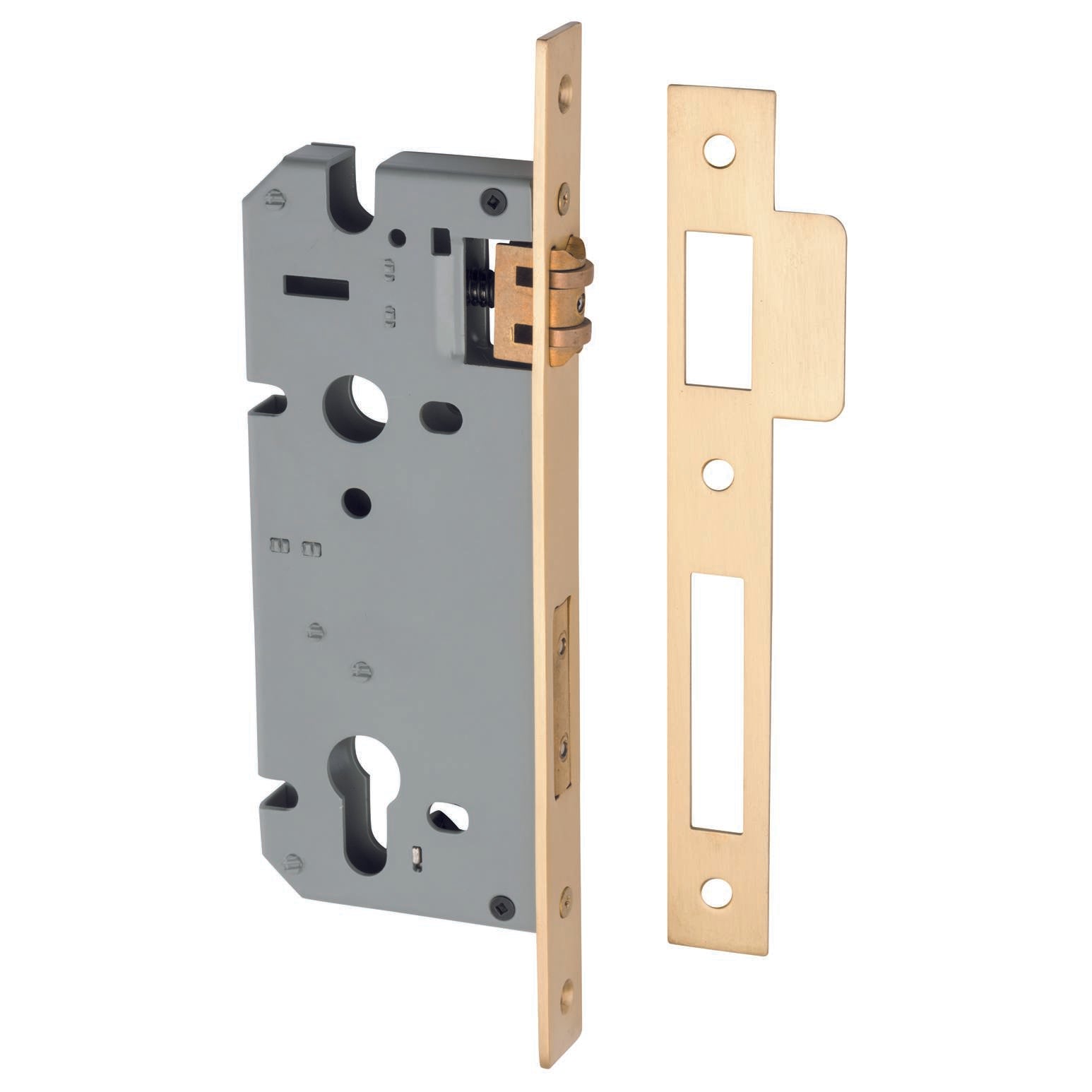 85mm Euro Roller Mortice Lock 45mm Backset Brushed Gold PVD