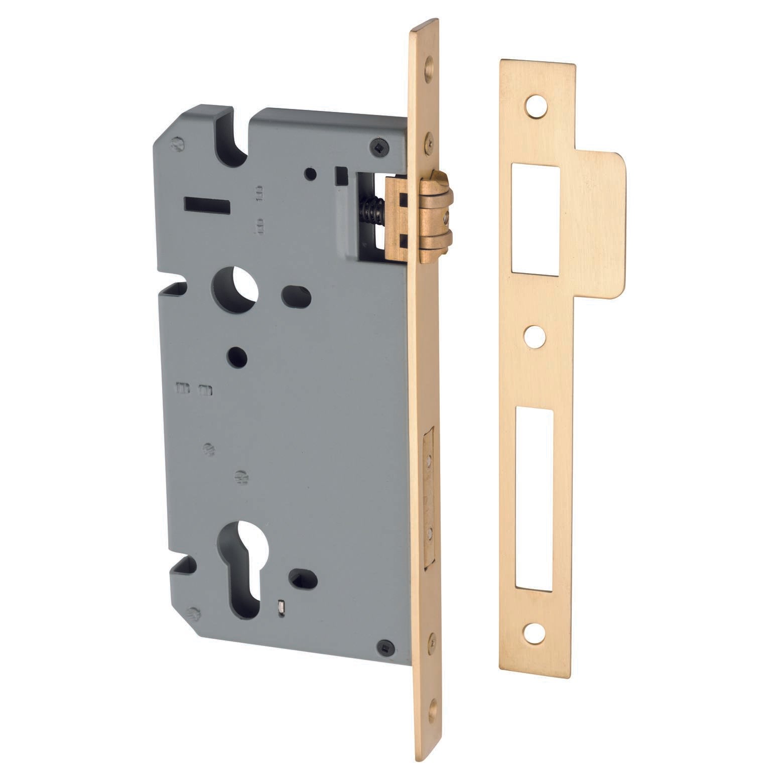 85mm Euro Roller Mortice Lock 60mm Backset Brushed Gold PVD