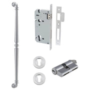 Sarlat Pull Handle 600mm Entrance Kit w Separate High Security Lock Brushed Chrome
