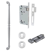 Sarlat Pull Handle 600mm Entrance Kit w Separate High Security Lock Brushed Chrome