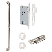Sarlat Pull Handle 600mm Entrance Kit w Separate High Security Lock Polished Nickel