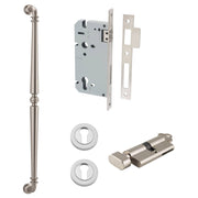 Sarlat Pull Handle 600mm Entrance Kit w Separate High Security Lock Satin Nickel