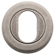 Oval Escutcheon Round Distressed Nickel