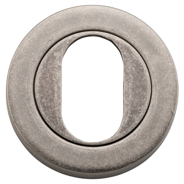 Oval Escutcheon Round Distressed Nickel
